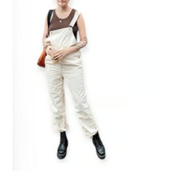 Everlane Utility Canvas Overalls Ivory Womens Size 4 - Picture 2 of 8
